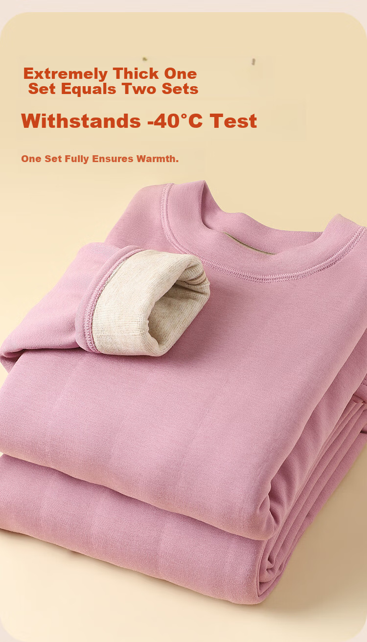 LangSha Women's Thermal Underwear Set Thickened Fleece Wool Warm Mid-Neck Winter Heat Retention Autumn Top and Bottom 6