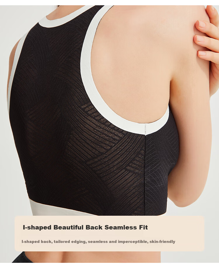 Dushiliren Short Lightweight Sports Beautiful Back Pull-Up Vest, Wireless Letter Bra for Women with Built-In Pads, Seamless 2V350A 6