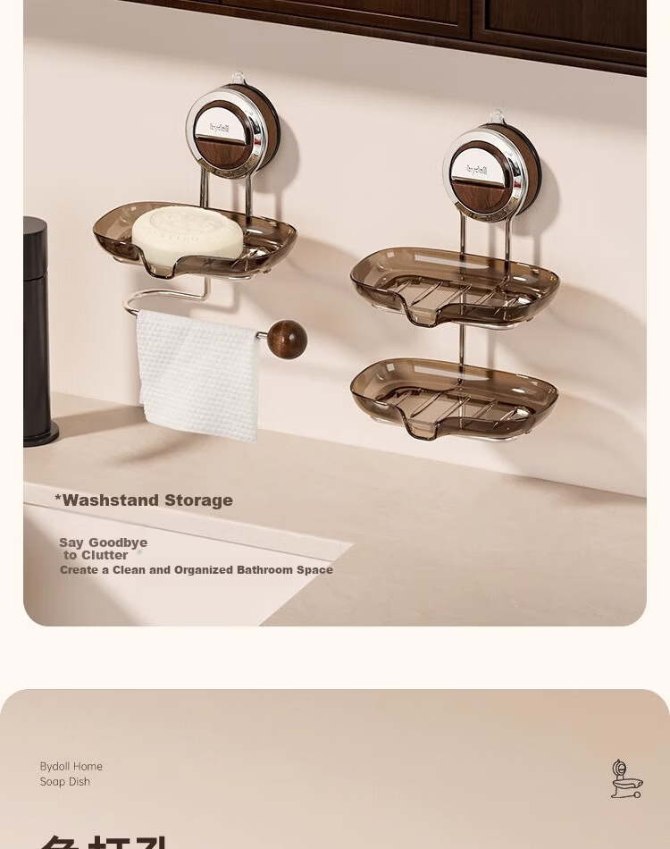 Bydoll Suction Cup Soap Box Wall-Mounted No-Drill Soap Holder Household Bathroom Drainage Soap Rack 2025 Double Model 15