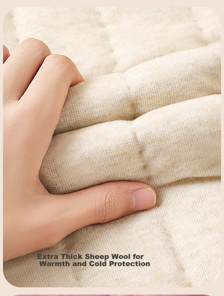 LangSha Women's Thermal Underwear Set Thickened Fleece Wool Warm Mid-Neck Winter Heat Retention Autumn Top and Bottom 19