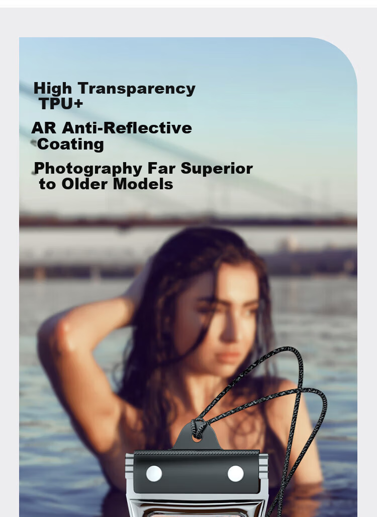 Beiyipin Transparent Waterproof Phone Pouch Touchscreen Swimming Beach Floating Water Park Sealed Lanyard Airbag Phone Case Neck Hanging Waterproof Rainproof Hot Spring Deep Diving Sealed Bag 16