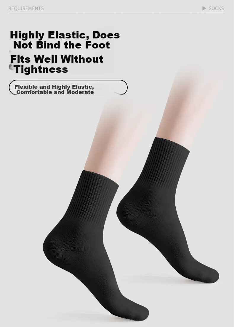 MiiOW Disposable Mid-Calf Black Socks Unisex Lightweight Sports Socks 7 Pairs Black 3