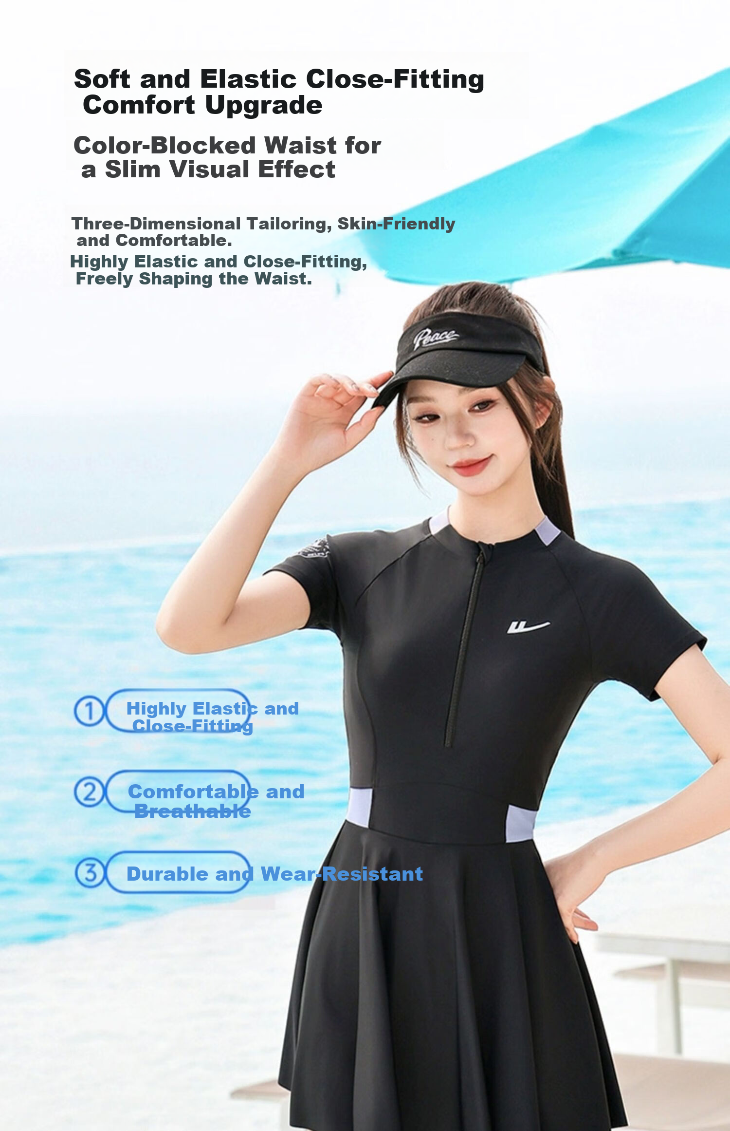 Huili Women's Swimsuit, Elegant High-End Swimwear, Slimming And Concealing, Suitable for Hot Springs And Swimming, 15175H1L, Black, XL 4