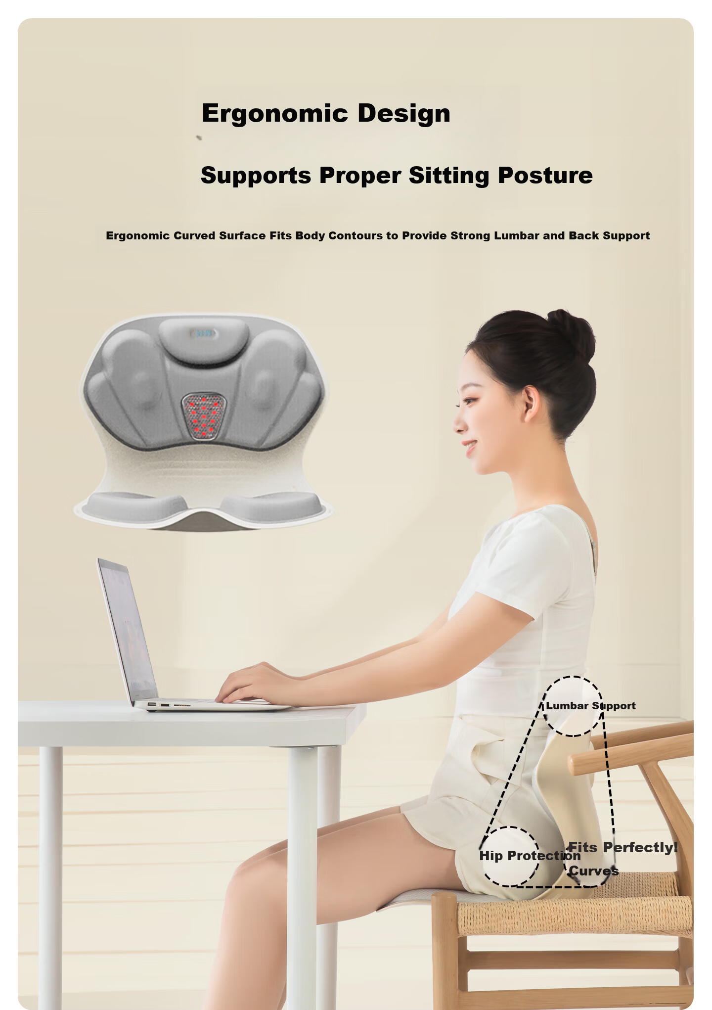 MIAOJIE [Mid-Autumn Festival Gift] MH02 Lumbar Support Chair, Waist Massager, Ergonomic Posture Corrector, Office Chair with Back Support for Long Sitting, Purple, Size L 9