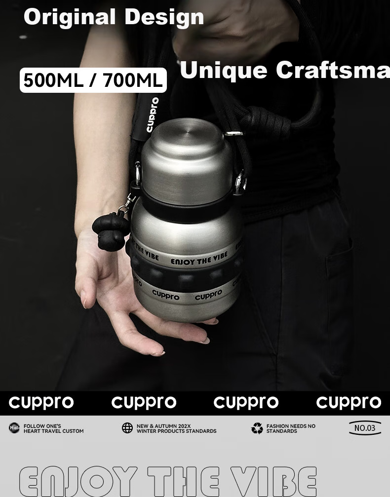 CUPPRO TikTok Hot Sale Large Capacity Insulated Stainless Steel Portable Water Bottle with Straw for Men and Women National Day Travel 1