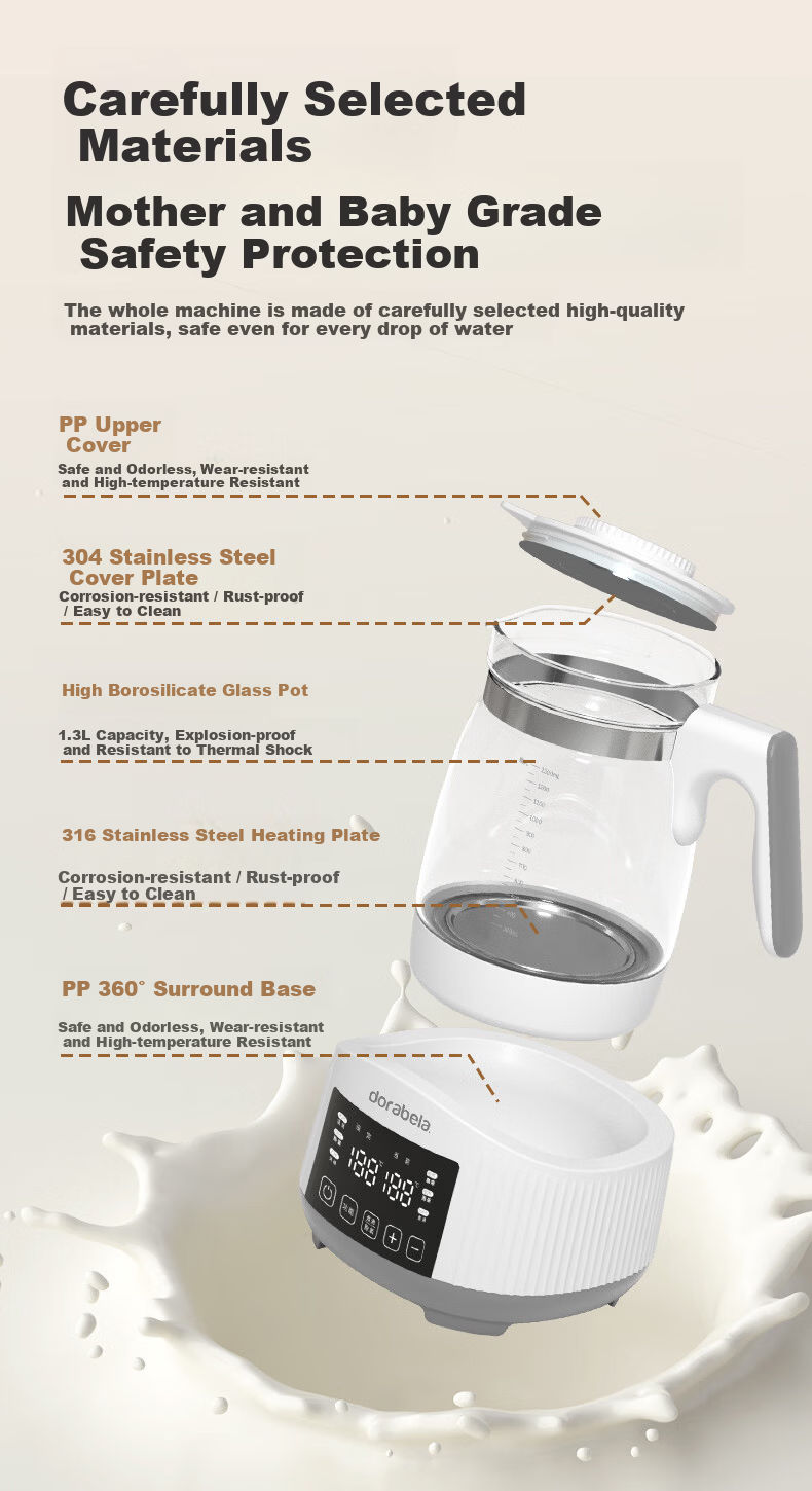 Dora Bela Baby Thermostatic Milk Warmer Electric Kettle for Formula Heating and Warming Upgraded Version 1.3L-8017B 5