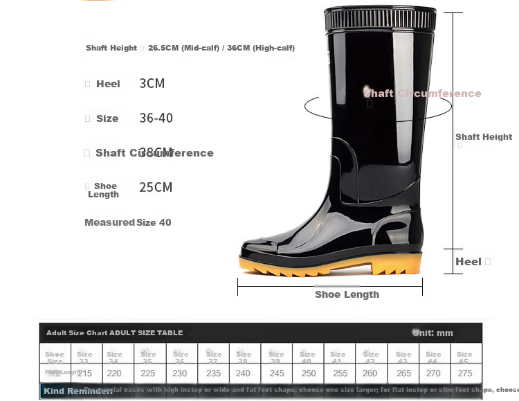 Warrior Men's Mid-High Rain Boots, Rubber Shoes, Overshoes, Waterproof Shoes HXL07-B, Black High-Top, Size 41 3
