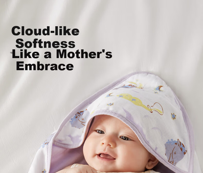 Babycare Newborn Cotton Swaddle Blanket Soothing Temperature-Regulating Delivery Room Infant Wrap Bubu Bear Moonlight Blue 90*90cm 7
