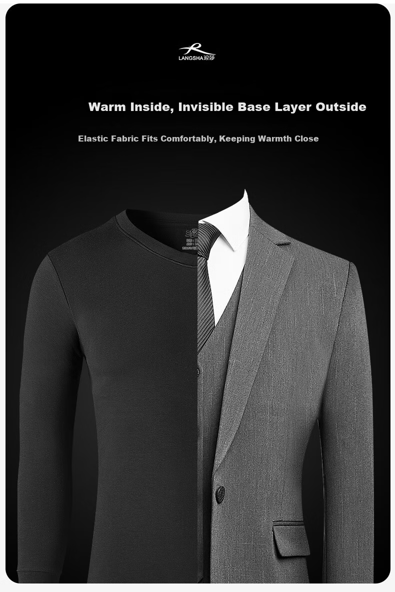 LangSha Thermal Underwear for Men, Autumn And Winter Warm Set, Fleece-Lined And Thickened, Antibacterial, German Wool, Heat-Generating Autumn Top And Pants for Me 13