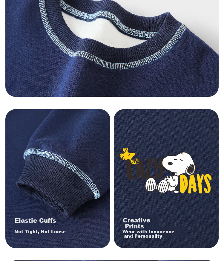 SNOOPY Children's Spring And Autumn Sweatshirt, Warm And Comfortable, Fashionable Boys And Girls Top, Ash Gray, Sports Companion, Size 110 10