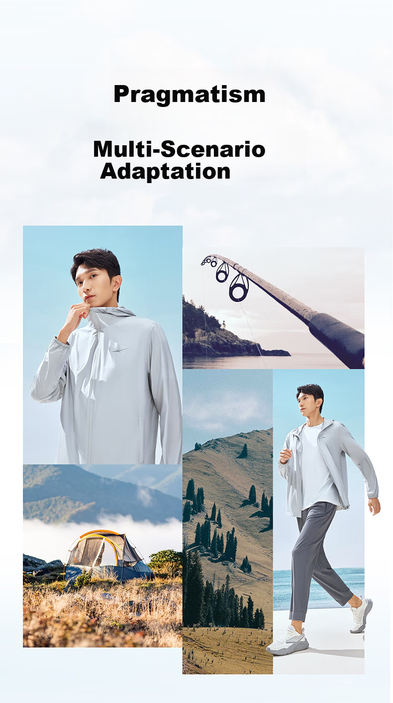 ERKE [Yu Shitong Same Style] Men's Summer Sun Protection Jacket Windbreaker Hooded UPF100+ Sportswear 7