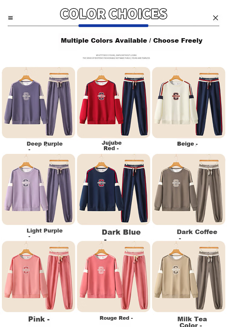 Woodpecker Women's Sports Long Sleeve Set Autumn Fashion Slim Casual Plus Size Sweatshirt Two-Piece Light Purple 2XL 3
