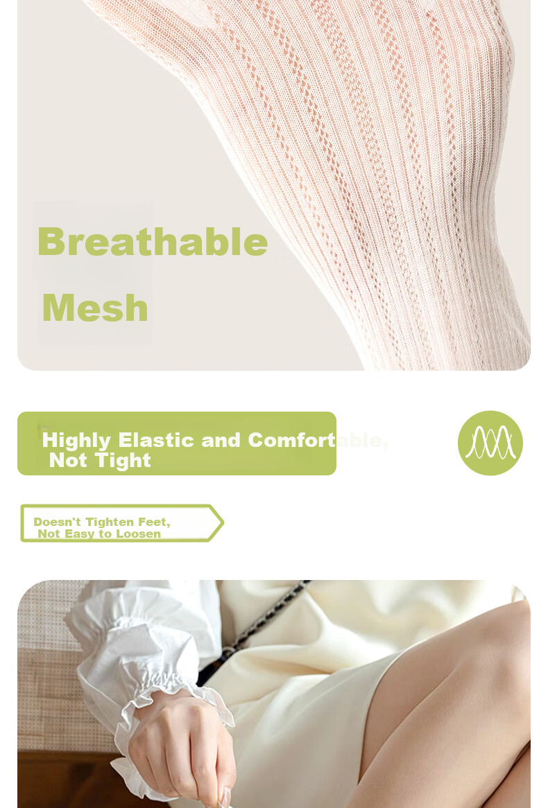 Qihaiqiu Women's Disposable Summer Thin Mesh Breathable Calf Socks Ballet Style Long Socks White 10 Pairs 5