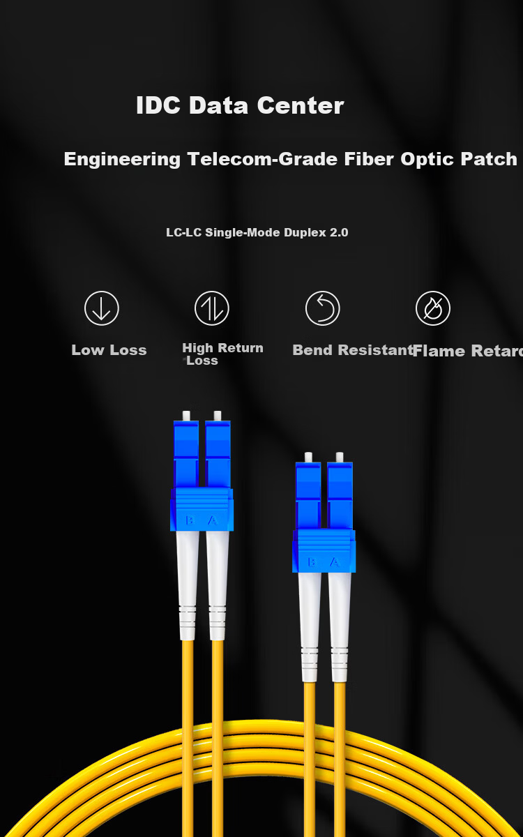 BYNET Telecom Grade Fiber Optic Patch Cord SC-SC (UPC) Single Mode Duplex Extension Transceiver Pigtail 2.0mm 1 Meter BYN-S201SM 1