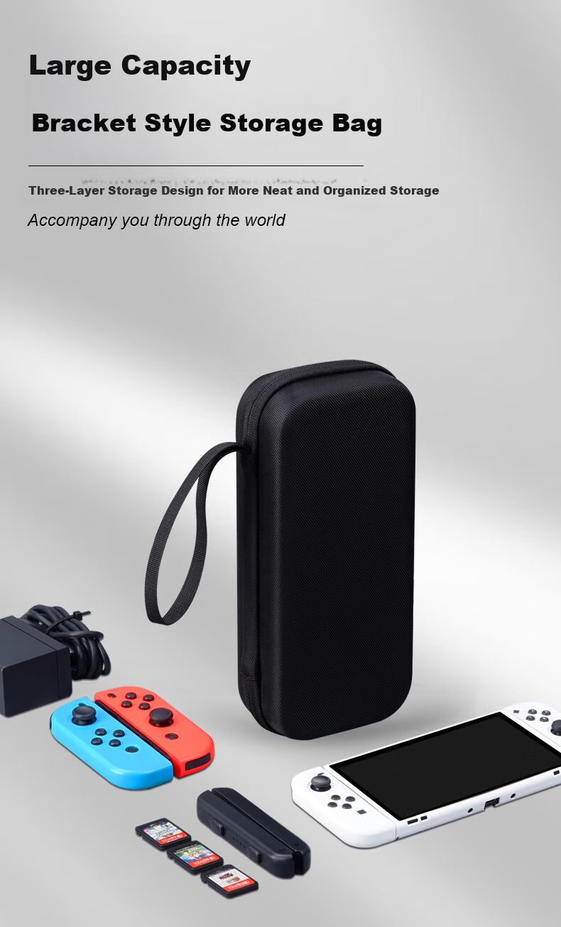 Jemdo Switch Storage Case, Game Console Protective Box, NS/OLED Handheld Multi-Functional Portable Storage Case, Large Capacity Protective Bag, Black 7