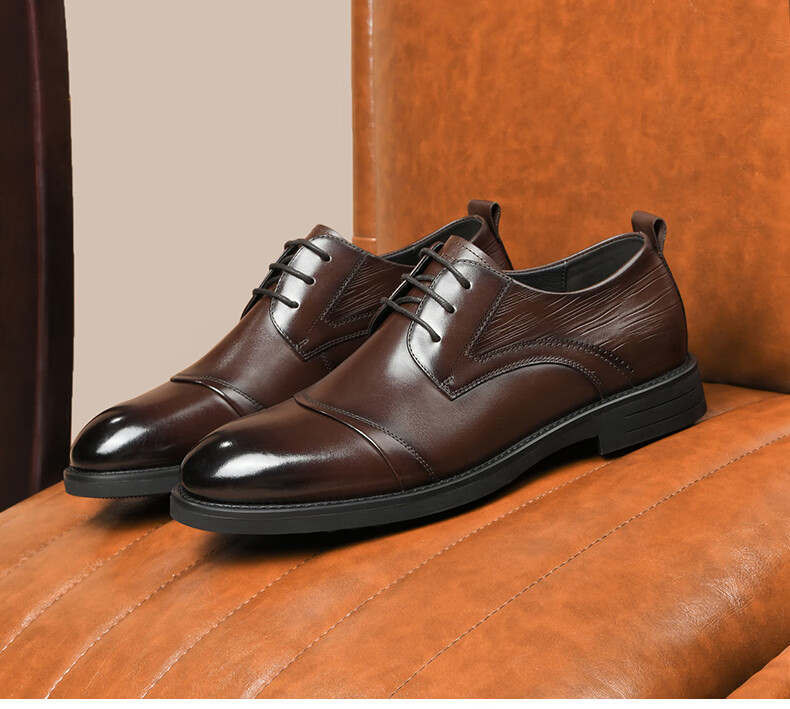 HLA Business Casual Men's Breathable Leather Derby Dress Shoes HAAPXM1EBA068 Black Size 38 14