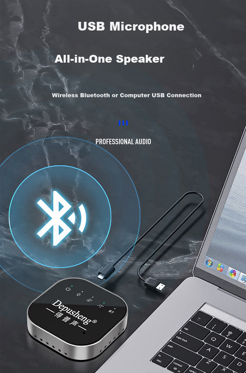 Depusheng USB Computer Microphone Speaker All-in-One Omnidirectional Recording Microphone for Online Classes Video Conferencing Gaming E-sports Teaching Desktop Laptop Capacitive Wireless Bluetooth Ve 7