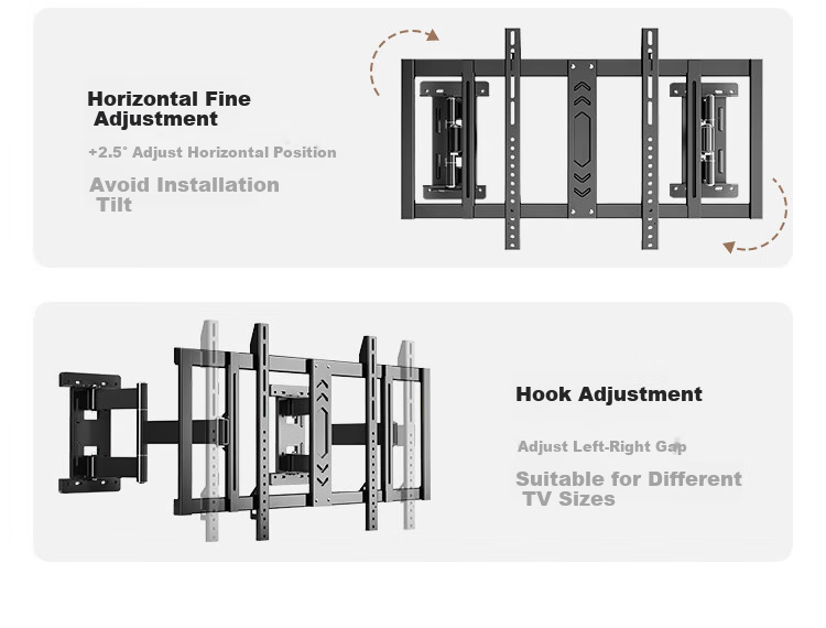 Enlip Ultra-Thin Recessed Split Telescopic TV Wall Mount Bracket 65-90 Inch Compatible with Xiaomi Hisense TCL Skyworth 75/85 Inch TVs No Obstruction to Sockets and Speakers 17