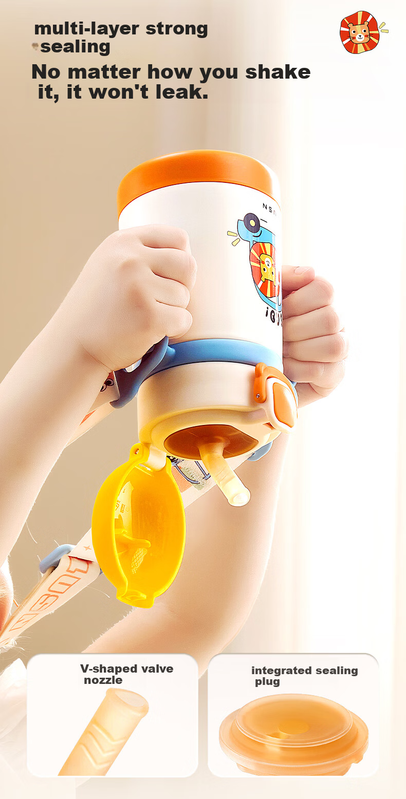 LUSN Kids Insulated Straw Cup Baby Sippy Cup Infant Drinking Cup Baby Bottle Kindergarten 316L Stainless Steel Water Bottle 4