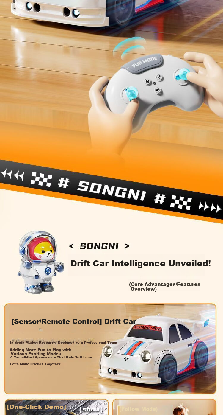 Miaobeile Kids Follow Car Remote Control Desktop Smart Sensor Escape Electric Drift Toy Car Boys Gift 1