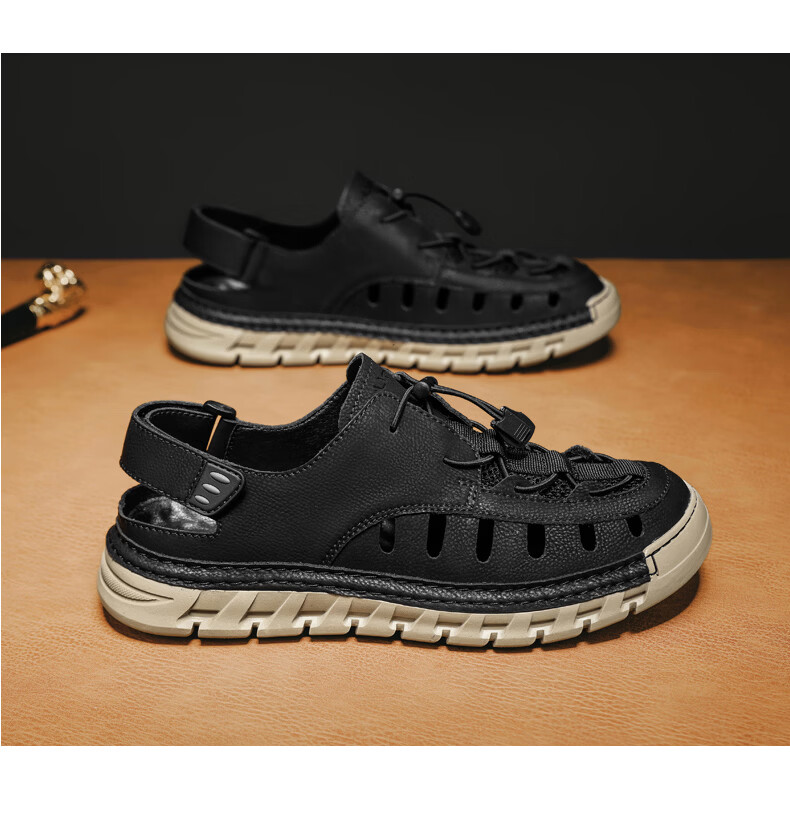 MULINSEN Mulinsen Men’s Outdoor Hiking Sandals Beach Slip-On Hollow Breathable Shoes 26803 22