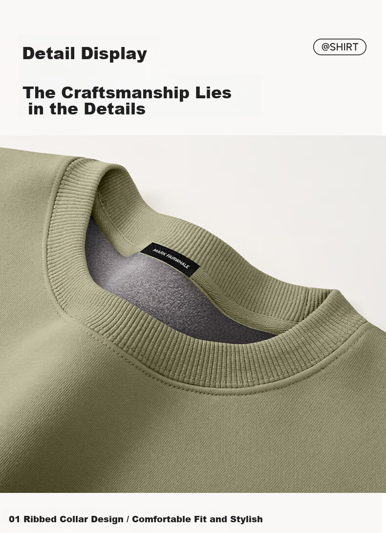 Mark Fairwhale Fleece-Lined Crewneck Sweatshirt Men Autumn Winter 2026 New Loose Warm Long Sleeve Casual Top Dark Gray L 20