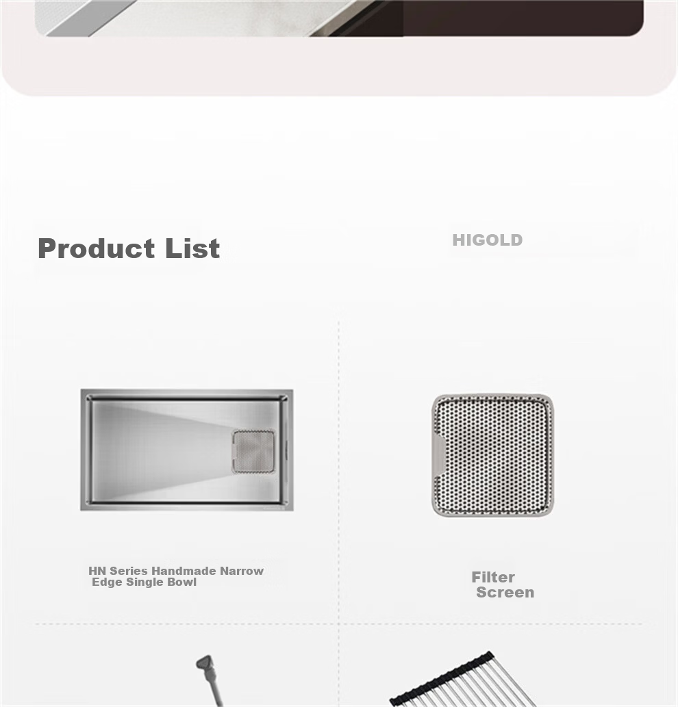 HIGOLD Kitchen Sink HM Series Large Single Bowl 304 Stainless Steel Integrated Vegetable Washing Basin 25