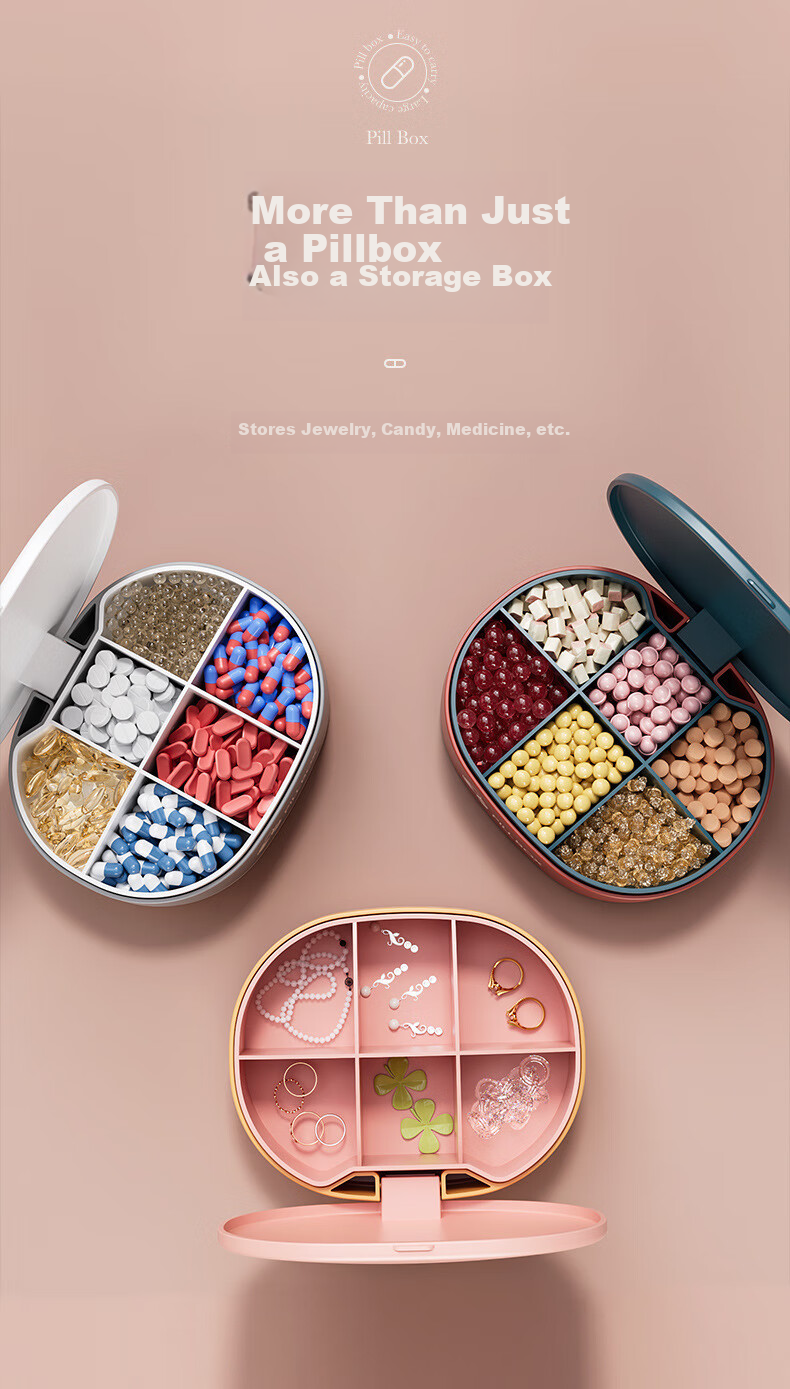 OMANTI Portable Pill Organizer Medicine Storage Box Lightproof Sealed Mini Pill Case 9