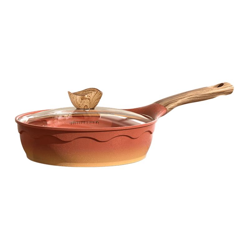 Amercook Vintage Earthenware Deep Frying Pan Non-Stick Steak Frying Pan Egg Pancake Pan Compatible with Induction Cooker and Gas Stove