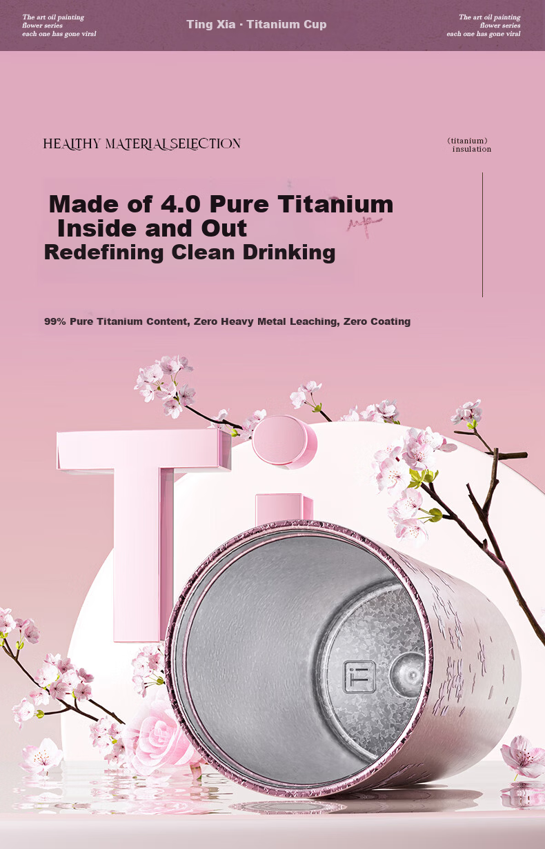 Chuida Huang Titanium Cup Gift Box Pure Titanium Insulated Cup High-Value Water Coffee Cup 520ml Alice in Wonderland 2