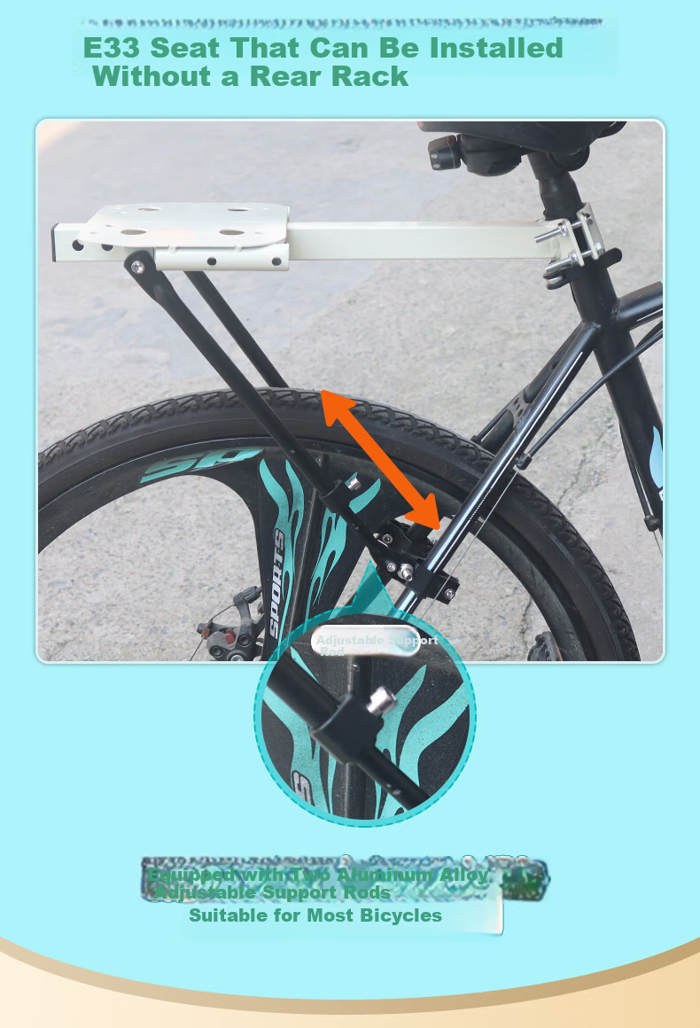 Osage E28 Black Bicycle Rear Child Seat Commuter Bike Rear Baby Seat Full Enclosure Guardrail for Kids Transportation 4