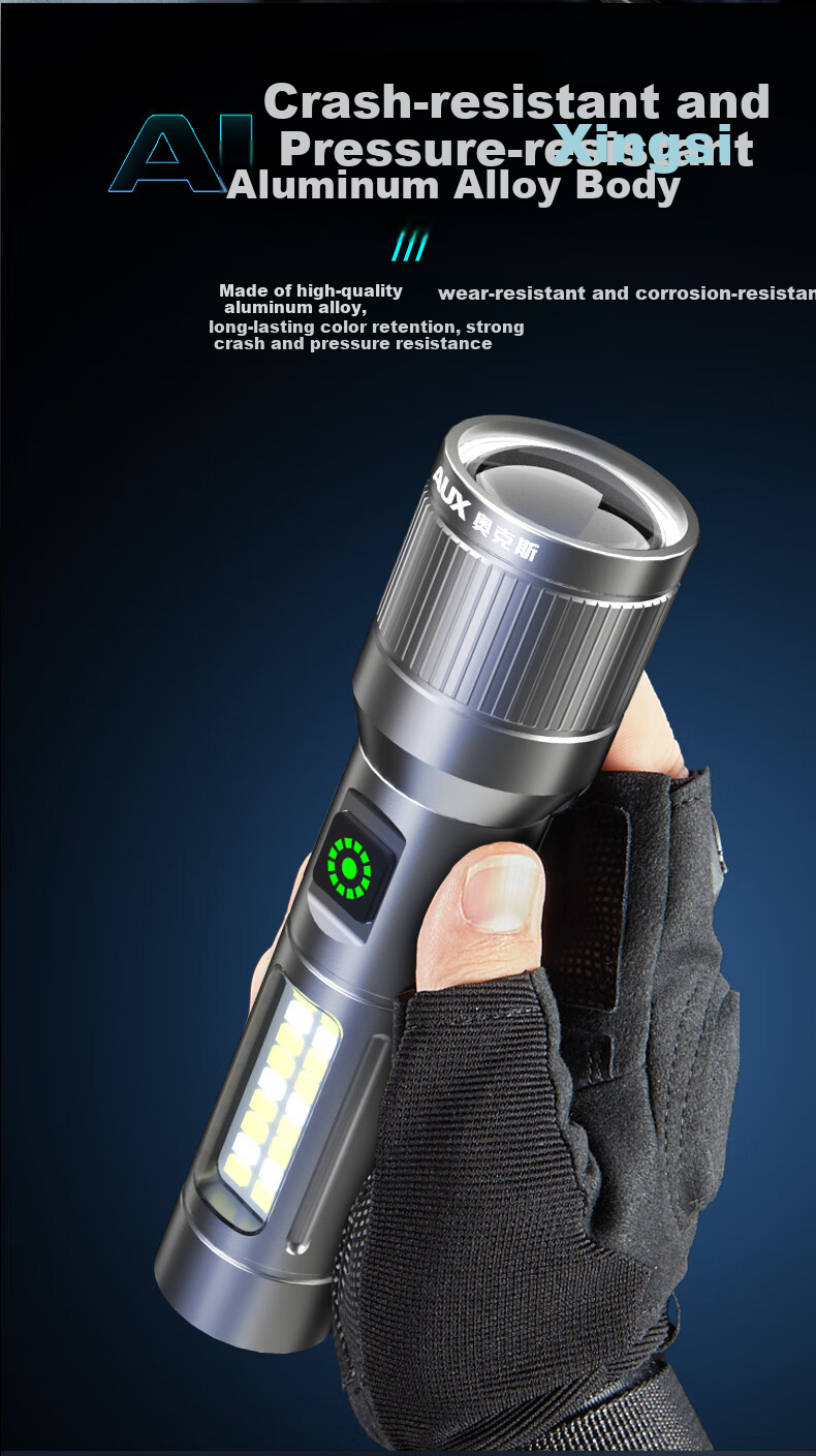 AUX Flashlight, Compact And Portable, New Mini Model with Strong Light, Rechargeable, for Home Use, Hiking, Night Climbing, Long Battery Life, Zhazhile 14