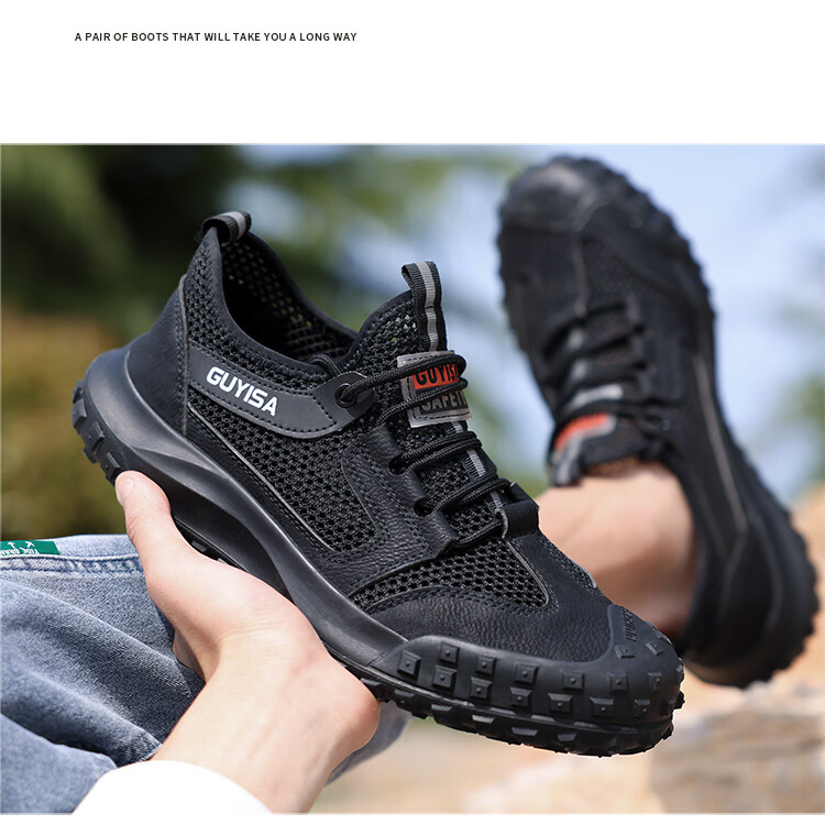 Jingtu Men's Breathable Safety Work Shoes Steel Toe Anti-Puncture Lightweight Comfortable Protective Shoes 3015F Size 41 11