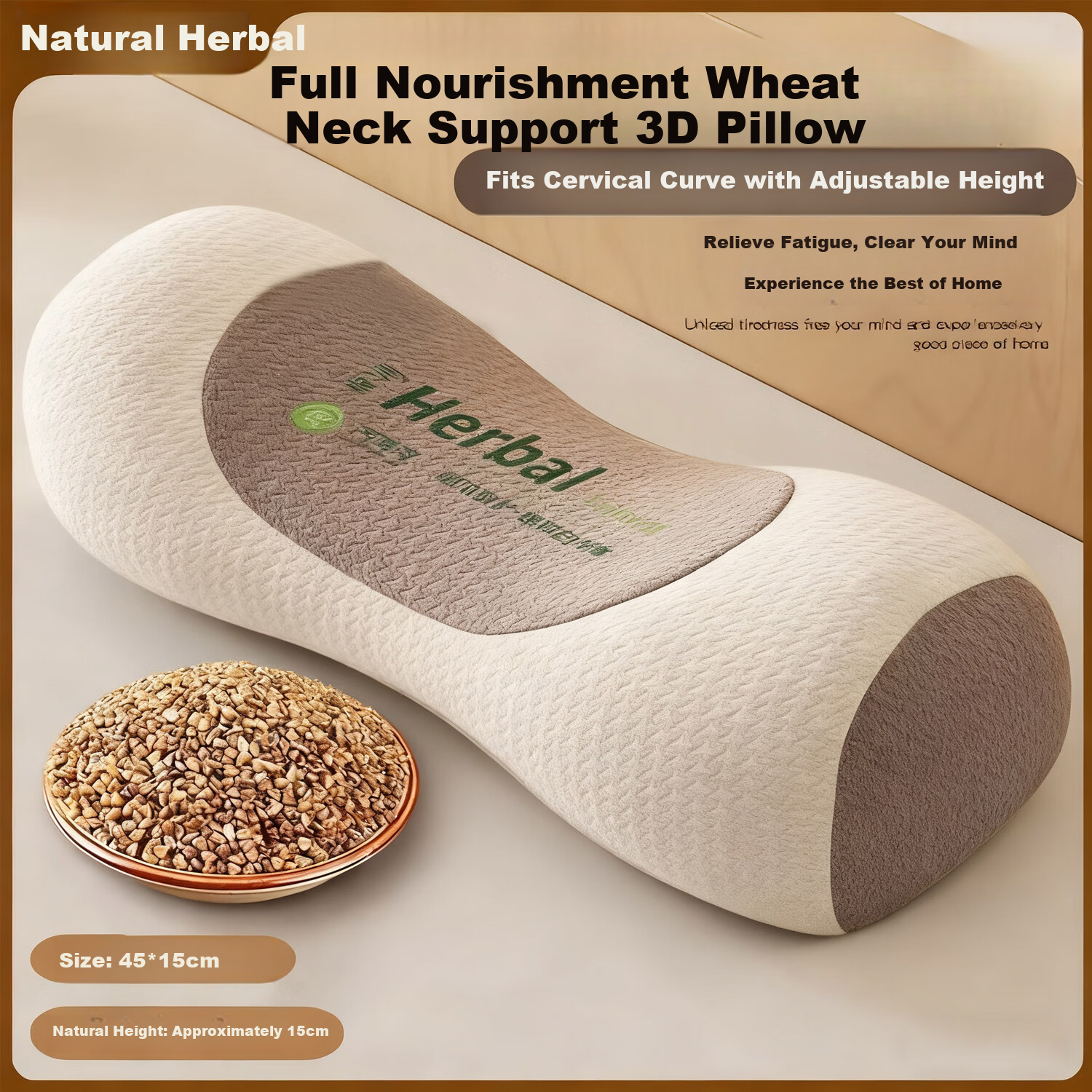 Chuangmaishi [Class A] Cervical Pillow Neck Support Pillow 100% Buckwheat Pillow Men's Special Reverse Bow Traction Round Pillow Nap Pillow