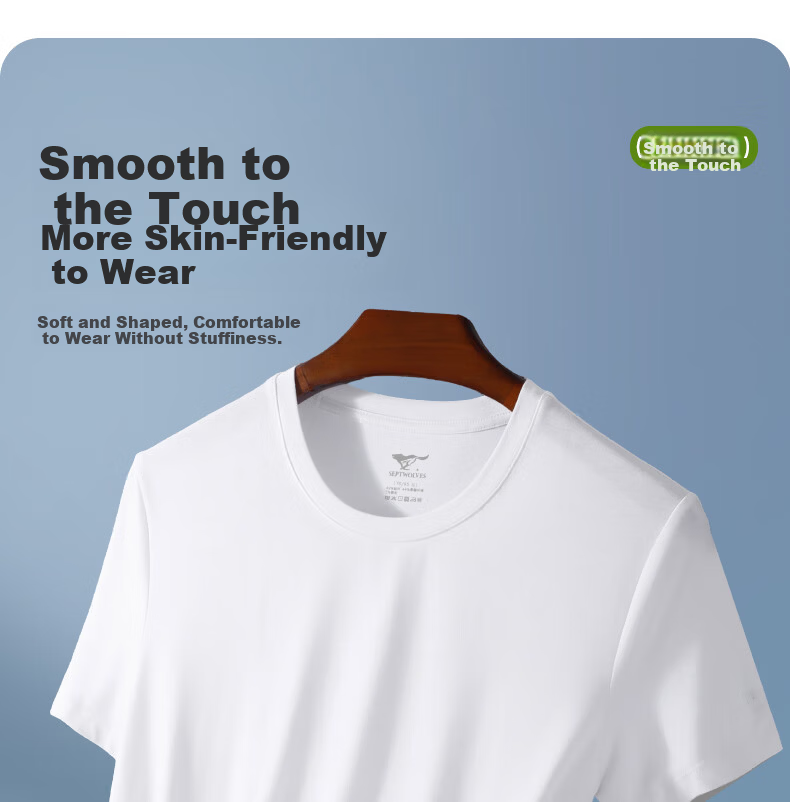 SEPTWOLVES Men's Short Sleeve T-Shirt Elastic Cotton Breathable Casual Sweat-Absorbing Basic Light Gray XL 16