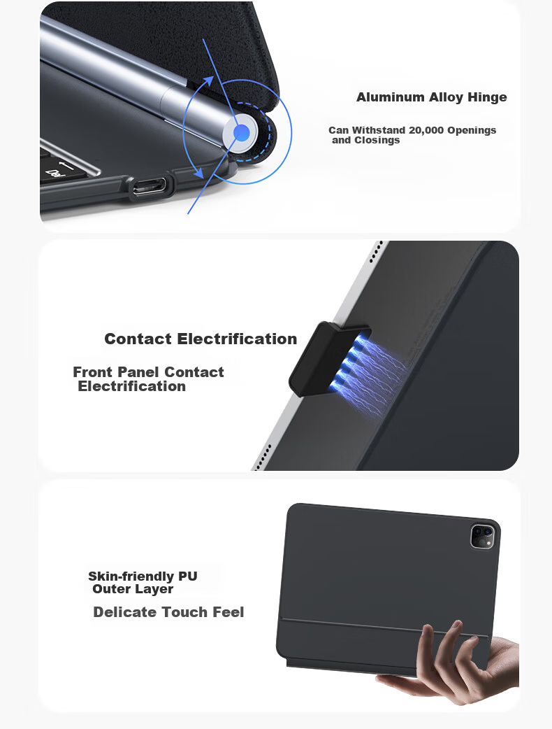B.O.W Hangshi HA354 2025 New iPad Magic Keyboard for 9th Gen, Compatible with Apple Air 5/4, Magnetic Floating Protective Case, Five-Level Backlight Integrated, Black 27