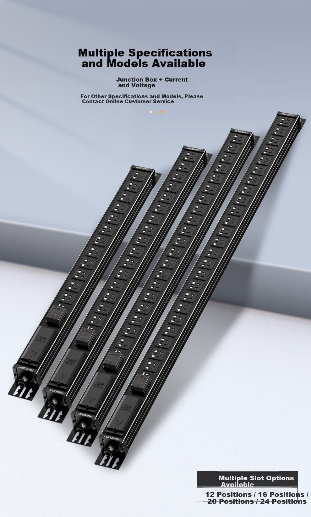 MAXCENT PDU Cabinet Socket 16-Port 32A High Power Power Strip New National Standard Current Voltage Indicator Junction Box Industrial Power Strip for Server Room MV0663DB 3