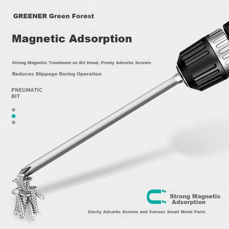 GREENER Cross Head Electric Precision Screwdriver Set Household Cordless Drill Strong Magnetic Screwdriver Bits Extended Hex High Hardness