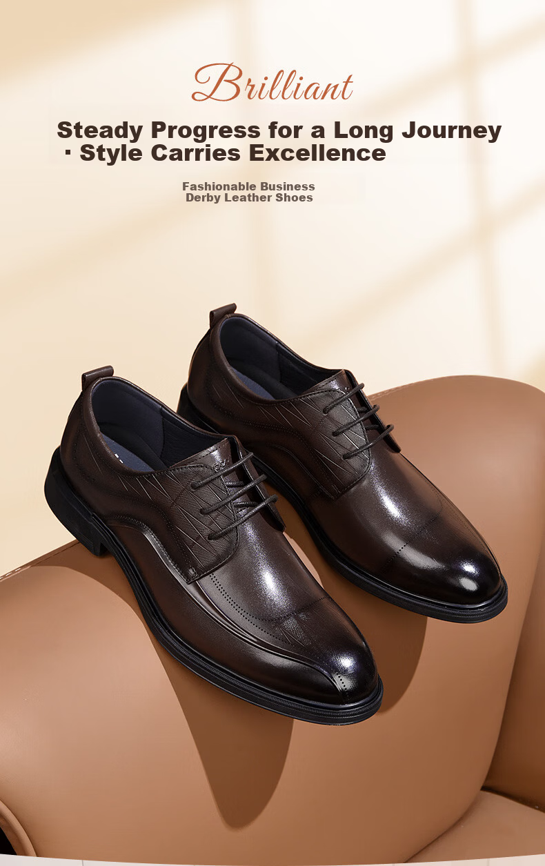 HLA Men's Classic Full-Grain Leather Formal Business Derby Shoes HAAPXM1FBA168 Black Size 43 1