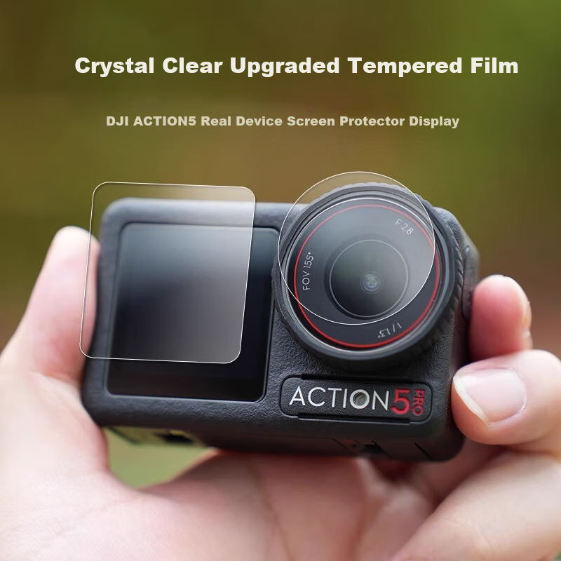 Zhuoer DJI Action 5 Pro Camera Screen Tempered Glass Lens Protector 3-Piece Set Sports Camera Screen Protective Film Accessories 2