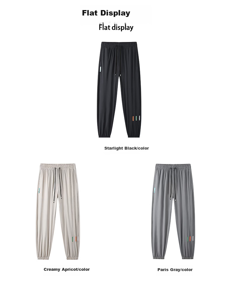 Top Youth Men's Summer Ice Silk Stretch Jogger Sports Pants Plus Size Quick-Dry Loose Casual Pants Black 8XL 4