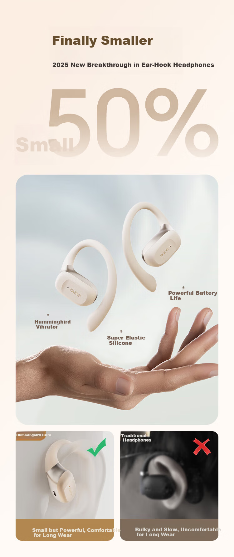 IGene 2026 New 6.0 Bluetooth Bone Conduction Earphones Open-Ear Wireless Sports Running Long Battery Life Compatible with Apple Huawei Xiaomi 2
