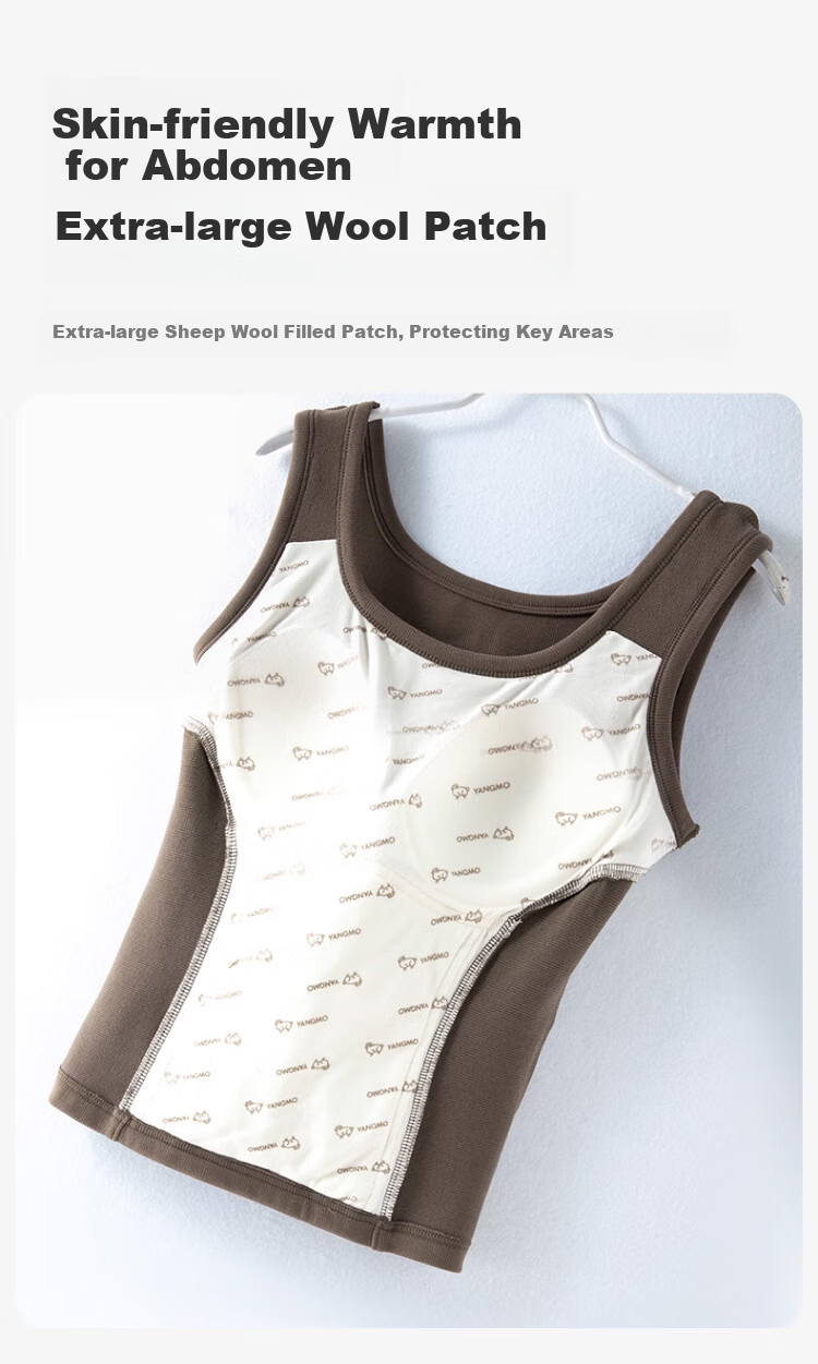 Langsha Graphene Thermal Vest for Women with Built-in Chest Pad, Autumn and Winter Fleece-Lined Thickened Wool Heating Base Layer Underwear 14