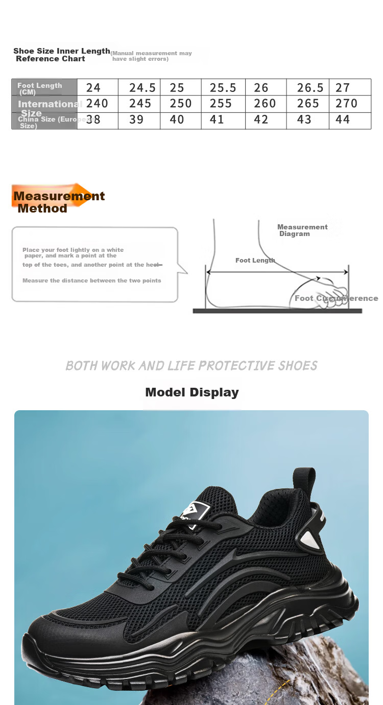Dinggu Men's Safety Work Shoes Steel Toe Anti-Smash Anti-Puncture Durable Summer JD1666BDW42 6
