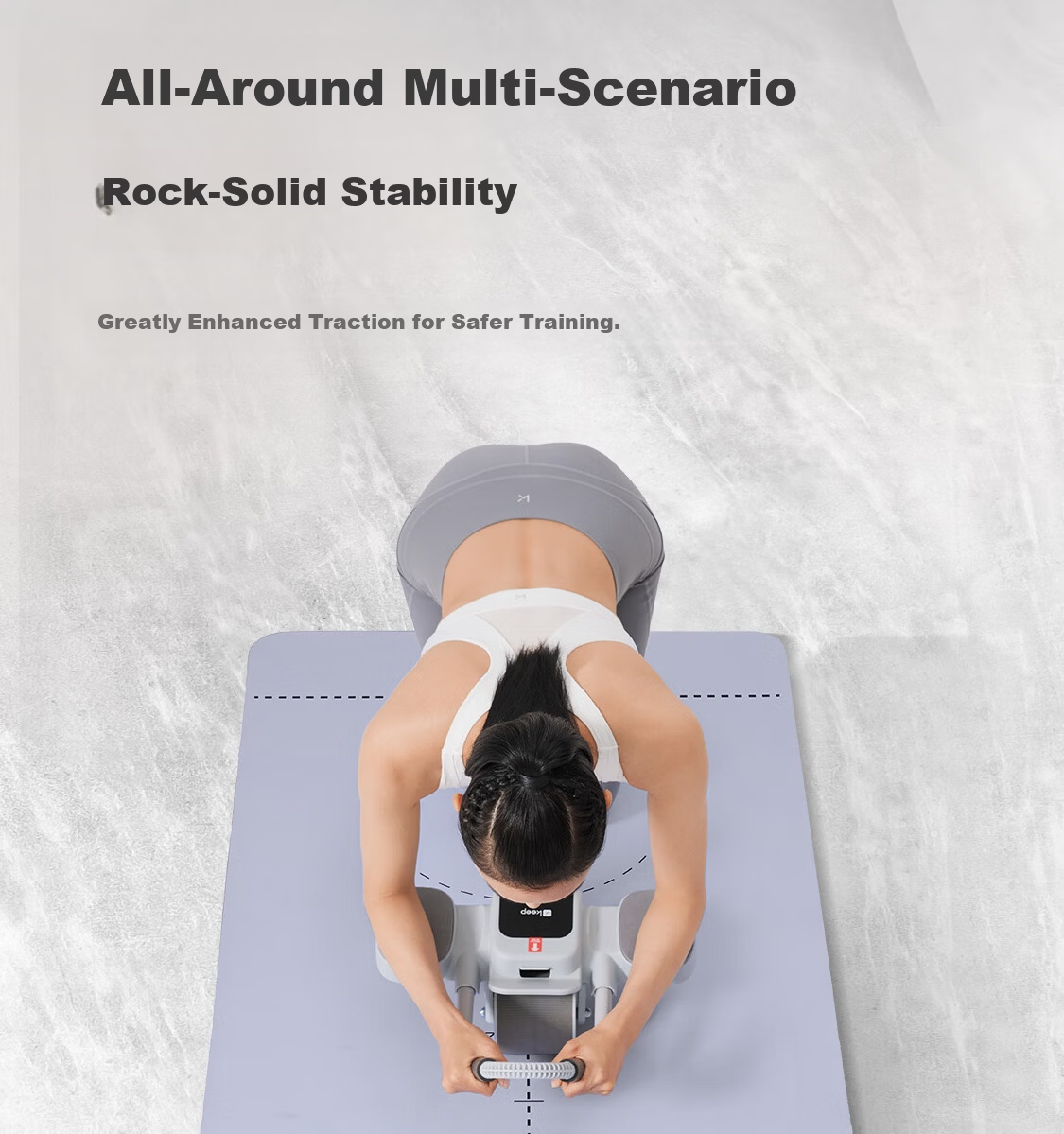 Keep Multifunctional Yoga Mat Fitness Mat Ab Wheel Training Mat Jump Rope Aerobics Wear-Resistant Non-Slip Professional Men's Bamboo Moon Gray 21