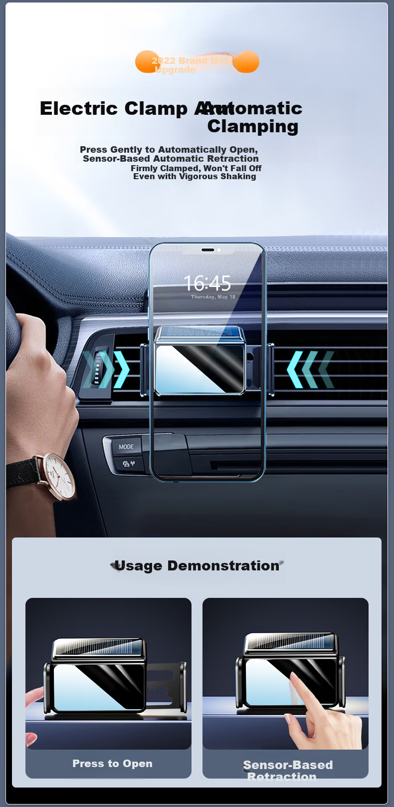 KOOLIFE Mercedes-Benz Car Mount GLC/C-Class Air Vent Navigation Base + Solar Powered Electric Phone Holder 2019-2021 Models 6