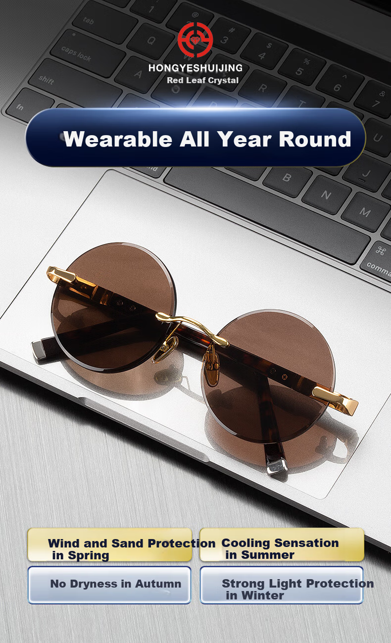 HONGYE Tea Crystal Glasses Crystal Polarized Sunglasses Brown Lens Men Elderly Dad East Sea HD Sun Protection 3