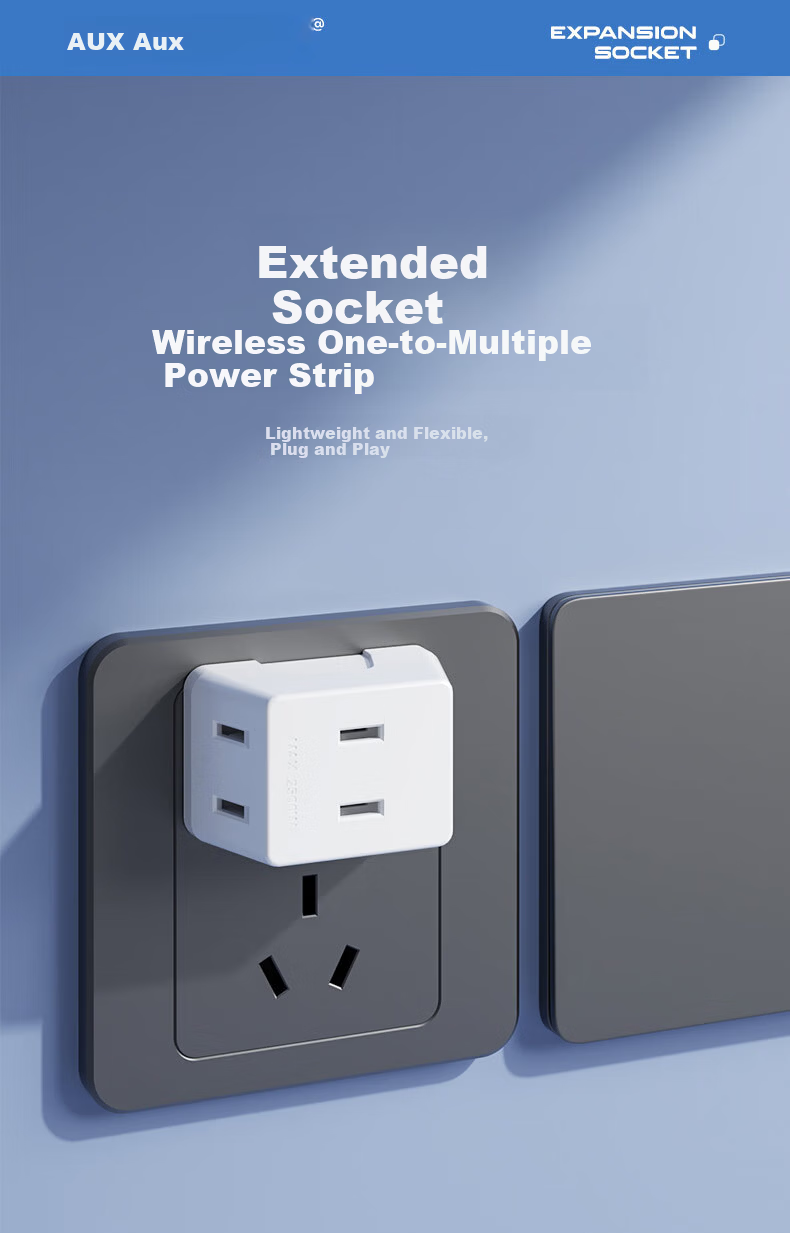 AUX Socket Converter Dormitory Plug Adapter Extension Socket Mini Power Strip Wireless One-to-Three Outlet 1