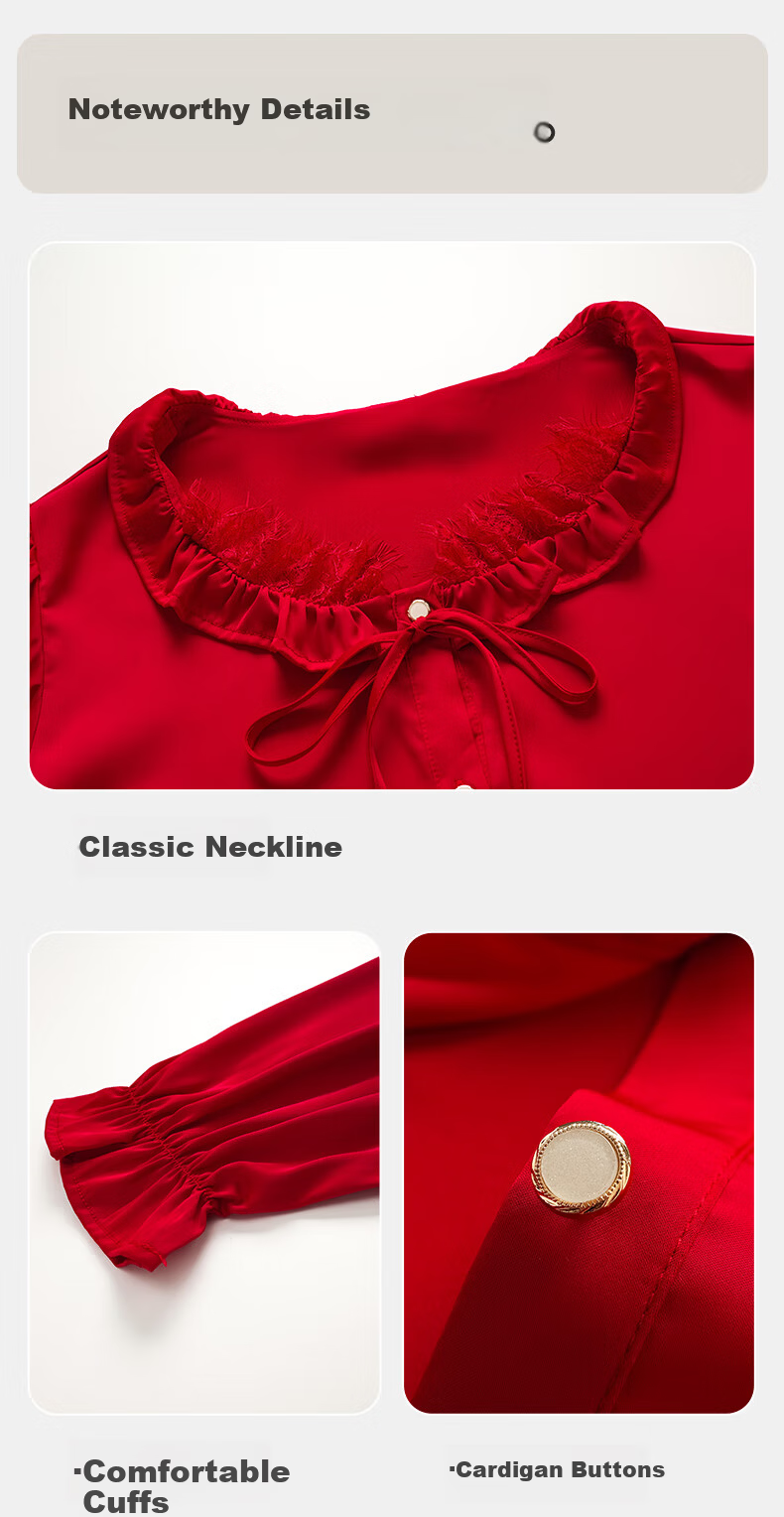 Caramella Red Silk Sleepwear Set for Newlyweds Couples Bride and Groom Spring Autumn Pajamas 9
