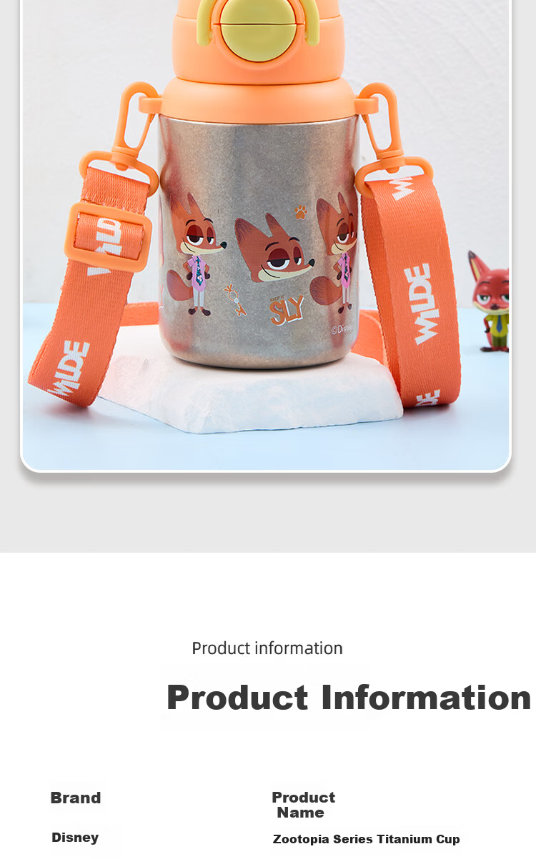 Disney Kids Titanium Insulated Water Bottle 400ml Portable Straw Cup High-Quality Gift 10